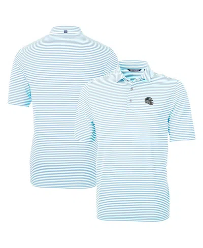 Cutter & Buck Men's Blue Carolina Panthers Helmet Virtue Eco Pique Stripe Polo