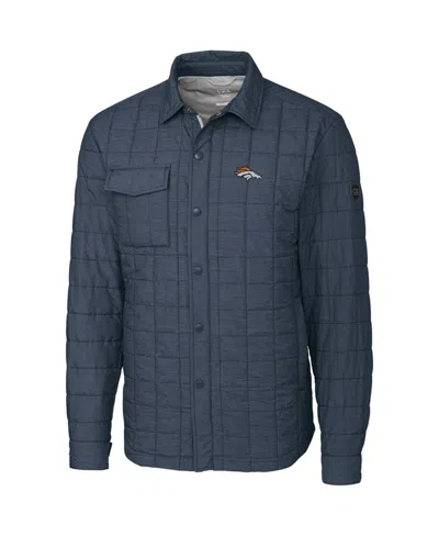Cutter & Buck Men's Charcoal Denver Broncos Rainier Shirt Jacket In Blue