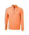 Cutter & Buck Men's Chicago Bears Adapt Eco Knit Quarter-zip Pullover Top In Heather Orange