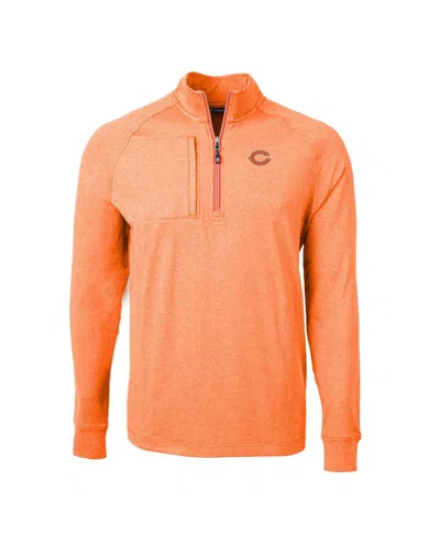 Cutter & Buck Men's Chicago Bears Adapt Eco Knit Quarter-zip Pullover Top In Heather Orange