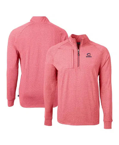 Cutter & Buck Men's Chicago Bears Adapt Eco Knit Quarter-zip Pullover Top In Heather Red