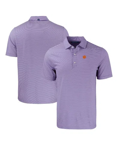 Cutter & Buck Men's Clemson Tigers Forge Eco Double Stripe Stretch Polo In Purple