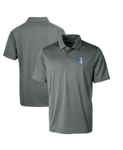 Cutter & Buck Men's Detroit Lions Throwback Logo Prospect Textured Stretch Polo In Steel