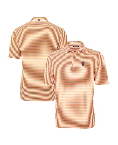 Cutter & Buck Men's Florida Gators Swinging Gator Virtue Eco Pique Stripe Polo In Orange
