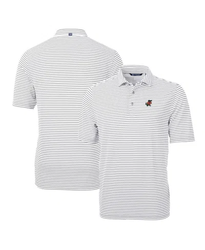 Cutter & Buck Men's Florida Gators Throwback Logo Virtue Eco Pique Stripe Polo In Gray