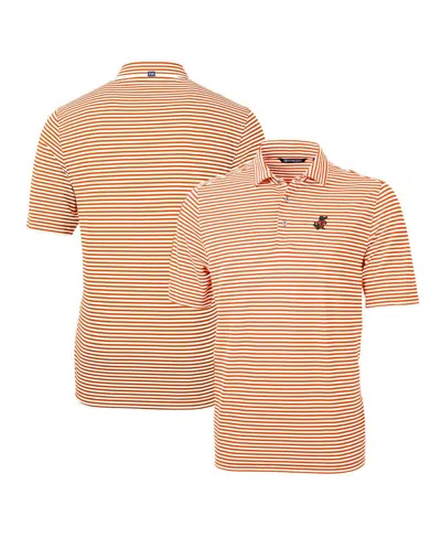 Cutter & Buck Men's Florida Gators Throwback Logo Virtue Eco Pique Stripe Polo In Orange