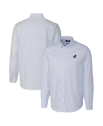 Cutter & Buck Men's Florida Gators Vault Stretch Oxford Stripe Long Sleeve Button-down Shirt In Powder Blue