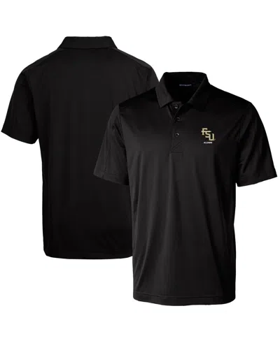 Cutter & Buck Men's Florida State Seminoles Alumni Logo Prospect Textured Stretch Polo In Black
