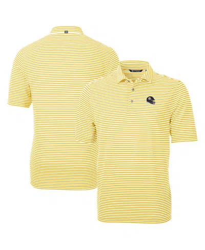 Cutter & Buck Men's Gold Pittsburgh Steelers Helmet Virtue Eco Pique Stripe Polo