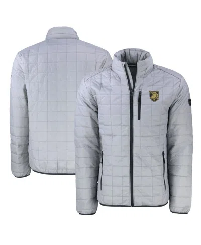 Cutter & Buck Men's Gray Army Black Knights Rainier Primaloft Eco Insulated Full-zip Puffer Jacket