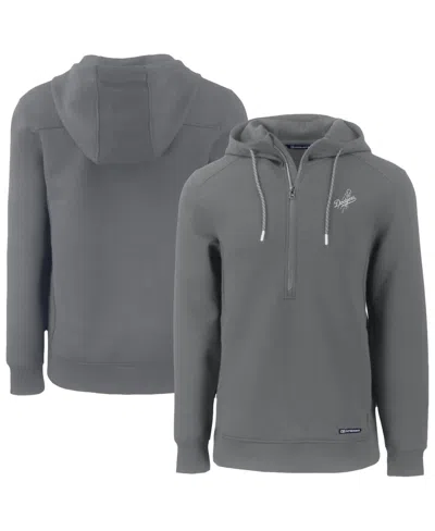 Cutter & Buck Men's Gray Los Angeles Dodgers Roam Eco Tri-blend Half-zip Hoodie