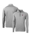 Cutter & Buck Men's Gray Louisville Cardinals Adapt Eco Knit Stretch Quarter-zip Pullover Top In Gray