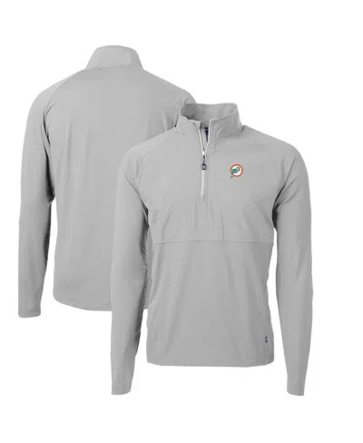 Cutter & Buck Men's Gray Miami Dolphins Adapt Eco Knit Hybrid Quarter-zip Throwback Pullover Sweatshirt