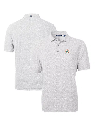Cutter & Buck Men's Gray Miami Dolphins Throwback Logo Virtue Eco-pique Botanical Polo