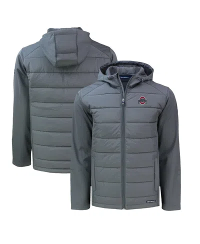Cutter & Buck Men's Gray Ohio State Buckeyes Big Tall Evoke Hybrid Eco Softshell Full-zip Hoodie