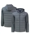Cutter & Buck Men's Gray Philadelphia Eagles Throwback Evoke Hybrid Eco Softshell Full-zip Hoodie Jacket In Gray