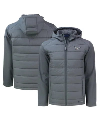 Cutter & Buck Men's Gray Philadelphia Eagles Throwback Evoke Hybrid Eco Softshell Full-zip Hoodie Jacket