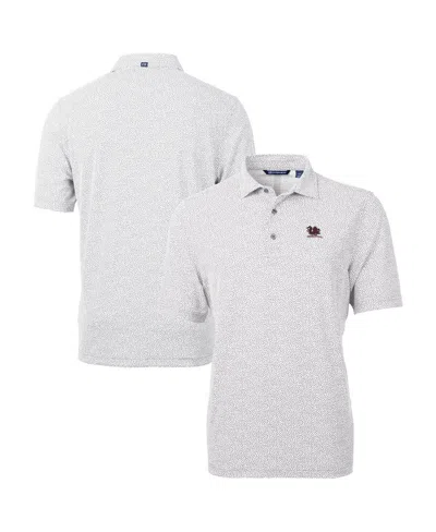 Cutter & Buck Men's Gray/white South Carolina Gamecocks Vault Drytec Virtue Eco Pique Botanical Print Polo In Gray,white