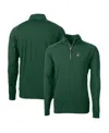 Cutter & Buck Men's Green Michigan State Spartans Adapt Eco Knit Stretch Quarter-zip Pullover Top In Green