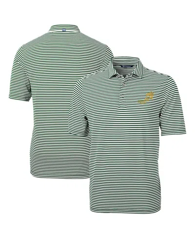 Cutter & Buck Men's Green Ndsu Bison Vintage Virtue Eco Pique Stripe Tri-blend Drytec Polo
