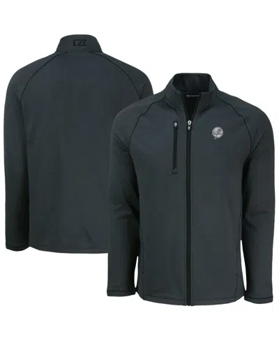Cutter & Buck Men's Heather Black New York Yankees Peshastin Eco Fleece Raglan Full-zip Jacket In Multi