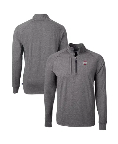 Cutter & Buck Men's Heather Black Ohio State Buckeyes Big Tall Adapt Knit Quarter-zip Pullover Top