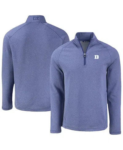 Cutter & Buck Men's Heather Blue Duke Blue Devils Peshastin Eco Fleece Quarter-zip Top