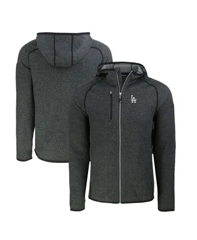 Cutter & Buck Men's Heather Charcoal Los Angeles Dodgers Mainsail Full-zip Hooded Jacket In Gray