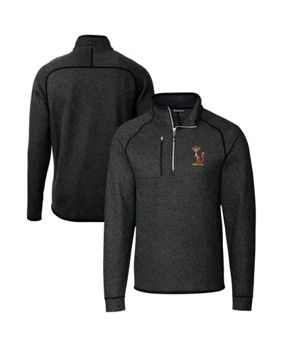Cutter & Buck Men's Heather Charcoal Minnesota Golden Gophers Vault Mainsail Sweater-knit Raglan Half-zip Jacket