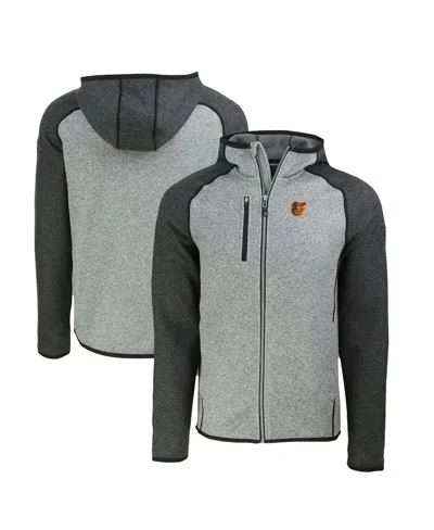 Cutter & Buck Men's Heather Charcoal/heather Gray Baltimore Orioles Mainsail Full-zip Hooded Jacket