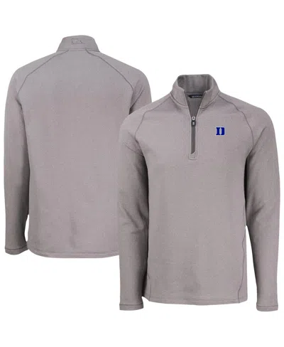 Cutter & Buck Men's Heather Gray Duke Blue Devils Peshastin Eco Fleece Quarter-zip Sweatshirt