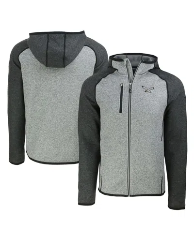 Cutter & Buck Men's Heather Gray/heather Charcoal Philadelphia Eagles Throwback Mainsail Sweater-knit Full-zip Hoo