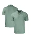 Cutter & Buck Men's Heather Green New York Jets Primary Logo Forge Eco Heather Stripe Stretch Polo In Heather Green