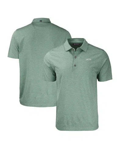 Cutter & Buck Men's Heather Green New York Jets Primary Logo Forge Eco Heather Stripe Stretch Polo