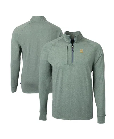 Cutter & Buck Men's Heather Green Notre Dame Fighting Irish Alumni Logo Adapt Knit Heathered Quarter-zip Pullover