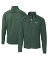 Cutter & Buck Men's Heather Green Philadelphia Eagles Mainsail Sweater-knit Full-zip Jacket In Green