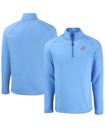 Cutter & Buck Men's Heather Light Blue Atlanta Braves Peshastin Eco Fleece Raglan Quarter-zip Sweatshirt