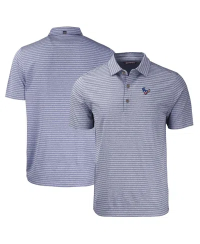 Cutter & Buck Men's Heather Navy Houston Texans Americana Forge Eco Heather Stripe Stretch Polo