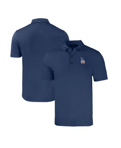 Cutter & Buck Men's Heather Navy Los Angeles Dodgers Stars Stripes Forge Eco Stretch Polo Shirt In Blue
