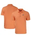Cutter & Buck Men's Heather Orange Cleveland Browns Throwback Forge Eco Heather Stripe Stretch Polo In Heather Orange