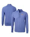 Cutter & Buck Men's Heather Royal New York Mets Adapt Eco Knit Stretch Quarter-zip Pullover Sweatshirt In Blue