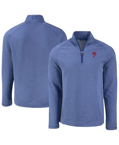Cutter & Buck Men's Heather Royal Philadelphia Phillies Peshastin Eco Fleece Raglan Quarter-zip Sweatshirt In Blue