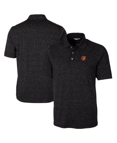 Cutter & Buck Men's Heathered Black Baltimore Orioles Advantage Space Dye Tri-blend Polo In Heather Black