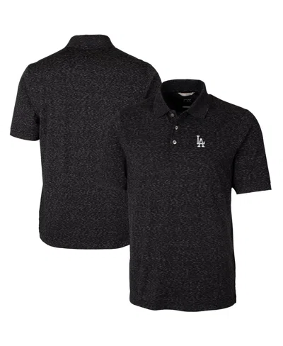 Cutter & Buck Men's Heathered Black Los Angeles Dodgers Advantage Space Dye Tri-blend Polo In Heather Black