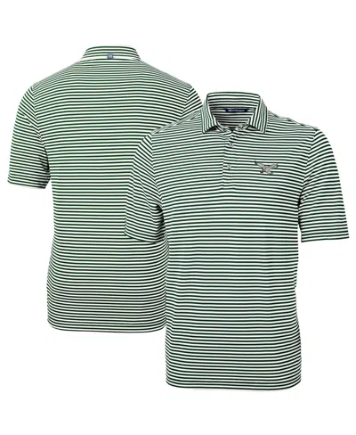 Cutter & Buck Men's Hunter Green Philadelphia Eagles Virtue Eco Pique Micro Stripe Polo Shirt In Multi