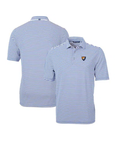 Cutter & Buck Men's Illinois Fighting Illini Throwback Logo Virtue Eco Pique Stripe Polo In Blue