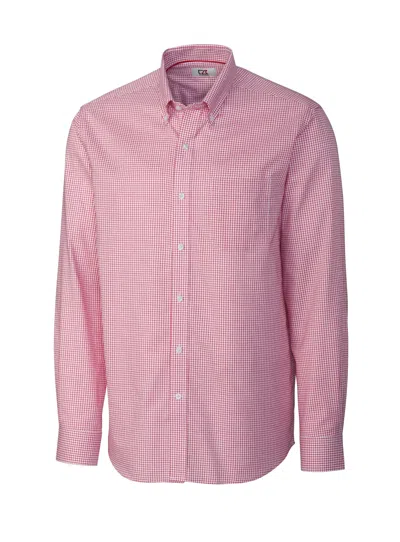 Cutter & Buck Men's L/s Epic Easy Care Tattersall In Pink