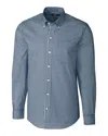 Cutter & Buck Men's L/s Tailored Fit Stretch Gingham Shirt In Blue