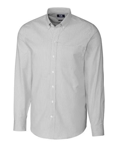 Cutter & Buck Men's L/s Tailored Fit Stretch Oxford Stripe Shirt In Pink