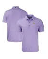 Cutter & Buck Men's Lsu Tigers Forge Eco Heathered Stripe Stretch Polo In Heather Purple